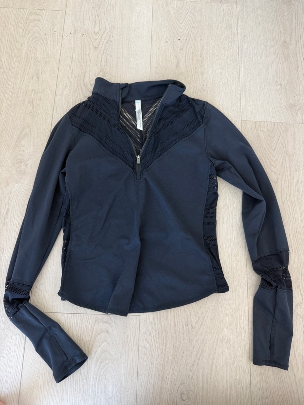 FP Movement by Free People Black Half-Zip Mesh-Inset Utility Jacket